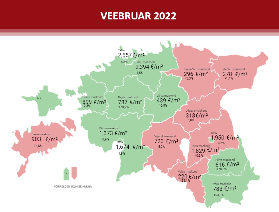 Lühiülevaade Eesti kinnisvaraturust: veebruar 2022
