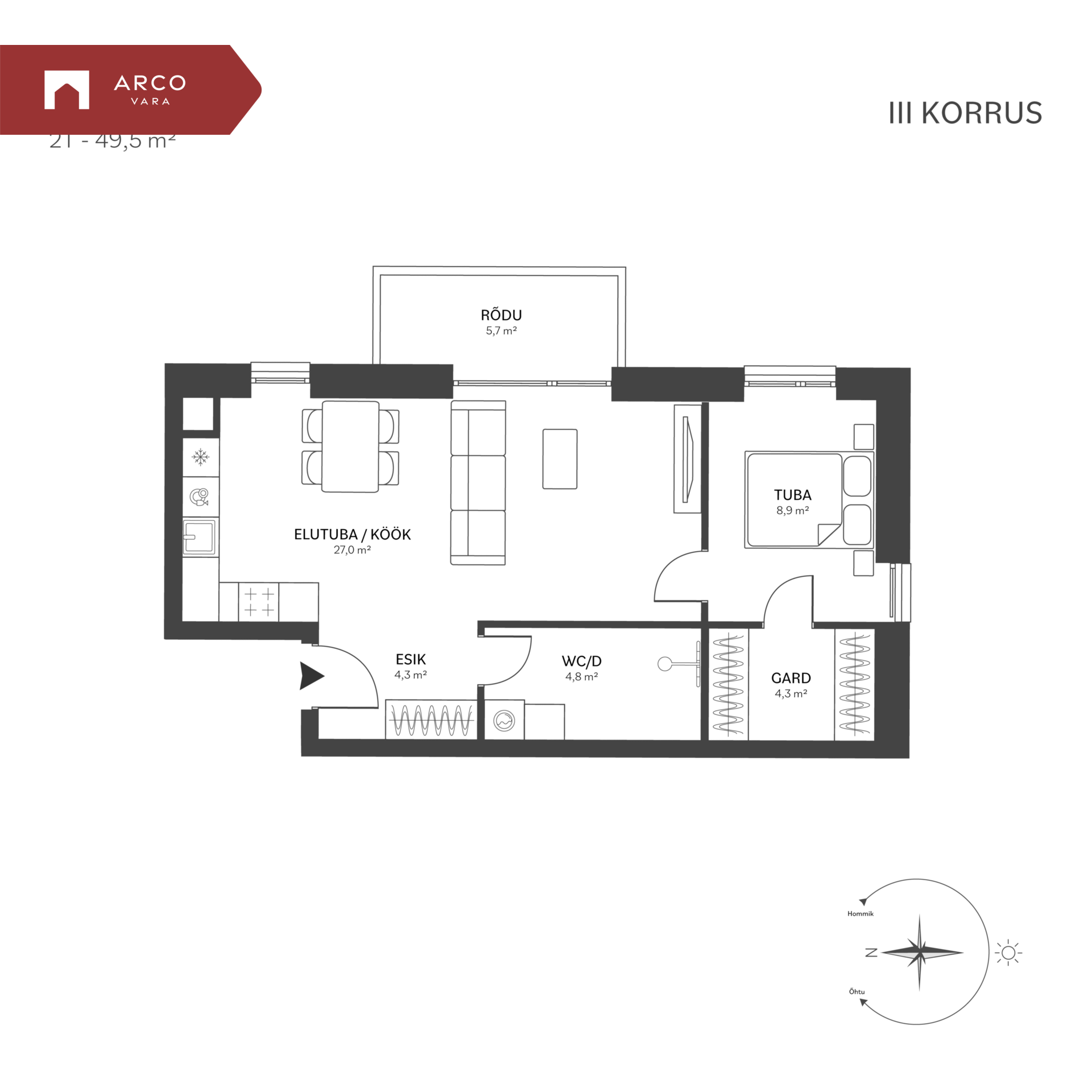 Müüa korter Mustjuure  2-33, Kristiine linnaosa, Tallinn, Harju maakond
