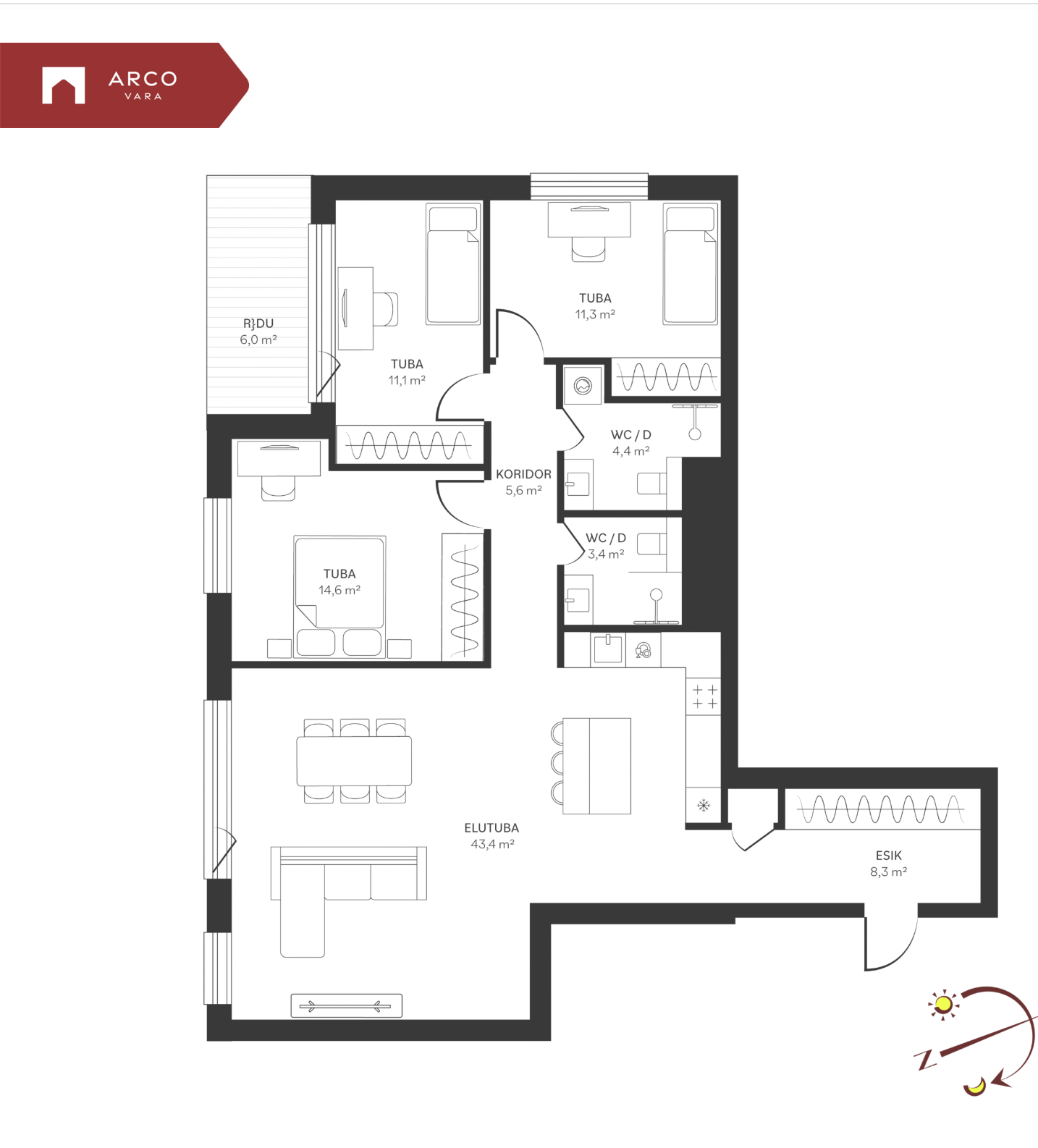 Müüa korter Spordi  3b-24, Kristiine linnaosa, Tallinn, Harju maakond