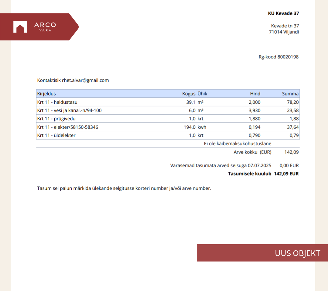 Müüa korter Kevade 37, Viljandi linn, Viljandi maakond